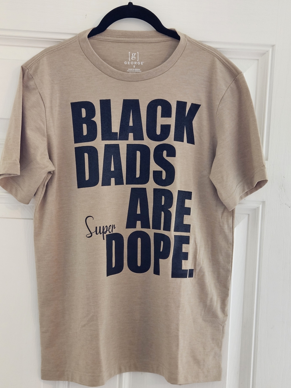 Beige Tee with Bold Black 'Black Dads Are Dope' Graphic